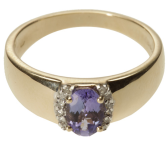 Tansanit-Ring mit Diamant