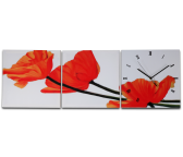 Foto-Wanduhr Mohnblumen 3-tlg.