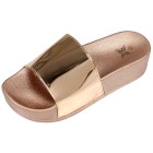 Plateau Damen-Pantoletten, rosegold Plateau Damen-Pantoletten, rosegold