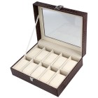 Uhrenbox für 10 Uhren aus PU Leder braun Uhrenbox für 10 Uhren aus PU Leder braun