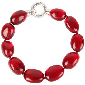 Armband 925 St. Silber Bernstein rubinrot