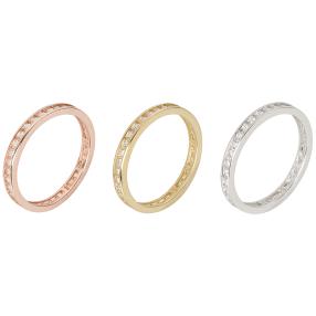 Set 3 Ringe 925 Sterling Silber tricolor Zirkonia  