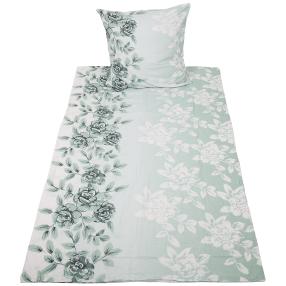 Biber Bettwäsche 135x200cm, mint-grau