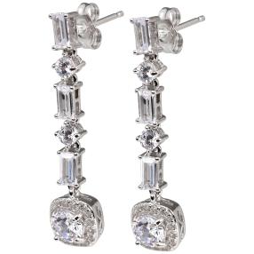 Ohrhänger 925 Sterling Silber rhodiniert, Zirkonia 