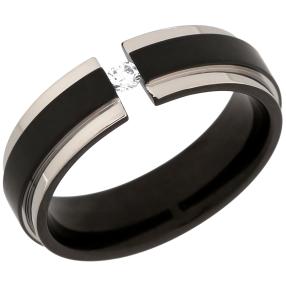 Ring Titan mit Zirkonia, schwarz plattiert