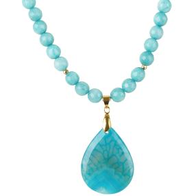 Collier Jade mit Achatanhänger in blau