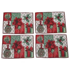 Gobelin-Platzset Weihnachten 4tlg. rot-grün