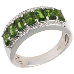 Ring 925 Sterling Silber rhodiniert Chromdiopsid