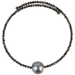 Armreif Spinell + Perle schwarz
