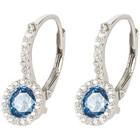 Ohrhänger 925 Sterling Silber Zirkonia, blau