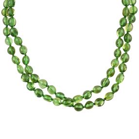Collier Bernstein grün, oval
