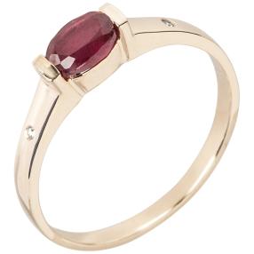 Ring 375 Gelbgold Rubin behandelt, oval