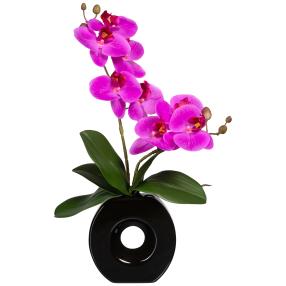 Orchideenarrangement lila in Vase, real-touch