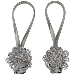Gardinenhalter Blume silber 2er-Pack mit Magnet