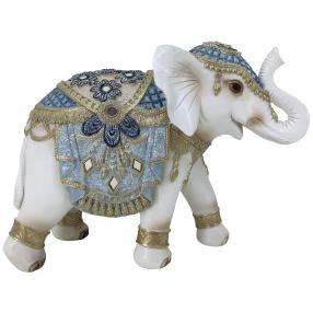 Dekofigur Elefant, weiß-blau-gold