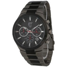 ETT Herren-Chronograph, Solar, Titan, IP schwarz