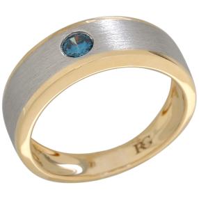 Ring Platin/Gelbgold, Brillant blau