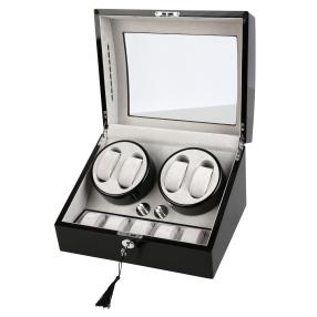 4er Uhrenbeweger "Swing" mit LED, Piano Black