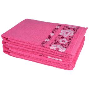 Handtuch 4-teilig, pink Blumen