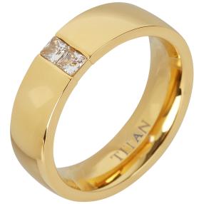 Ring Titan vergoldet, mit Zirkonia