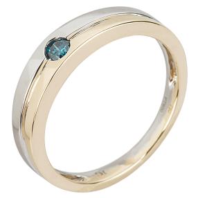 Ring Platin/Gelbgold bicolor, Brillant blau