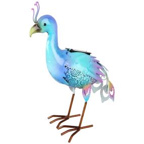 LED Solar-Metall Pfau, blau-türkis