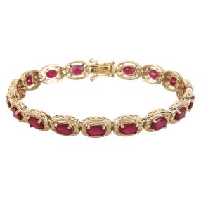 Armband 925 vergoldet Rubin behandelt