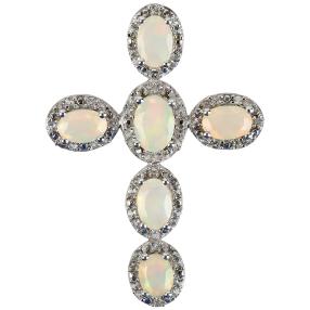 Kreuzanhänger 925 Silber, Äthiopischer Opal