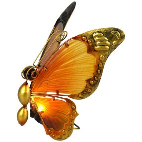 LED-Solar Metall Schmetterling, orange-gold