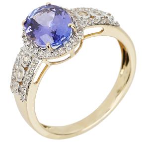 Ring 585 Gelbgold AAATansanit+Zirkon