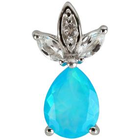Anhänger 925 Silber Äthiopischer Opal blau +Topas
