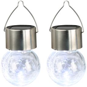 LED-Solar Crackle Hängeleuchte 2er-Set
