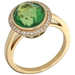 Ring 925 Silber vergoldet Bernstein smaragdgrün