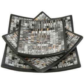 Darimana Mosaikschalen 3er viereckig schwarz-weiß