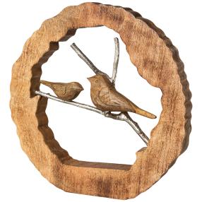 Holz-Deko 'Vögel im Baumstamm'