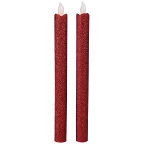 LED-Stabkerze Glitter rot 2er-Set Magic Click