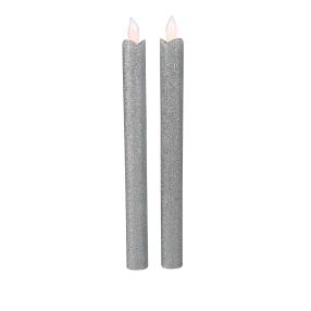 LED-Stabkerze Glitter silber 2er-Set Magic Click