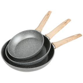 KING Bratpfannen-Set 3-teilig / grau marmoriert