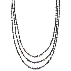 Collier Spinell+Opal schwarz, 3-reihig