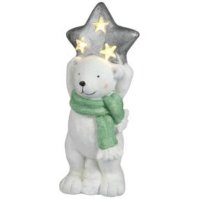 LED-Eisbär mit Stern, 22x18.5x44 cm