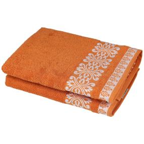 Duschtuch 2tlg. Bordüre orange