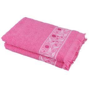 Duschtuch 2tlg. Blumen pink