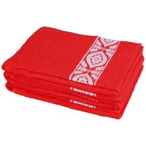 Handtuch 4-teilig gemustert, rot
