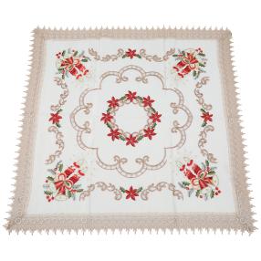 Mitteldecke floral mit Spitze 85x85cm