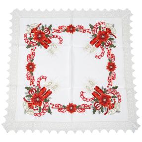 Mitteldecke Kerzen mit Spitze 85x85cm