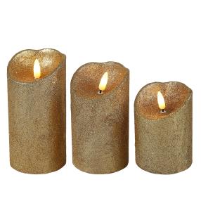 LED-Kerzen Glitter gold 3tlg,