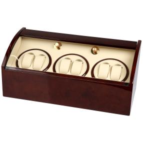 6er Uhrenbeweger "Jazz" Dark Walnut, PU beige