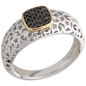 Ring 925 St. Silber bicolor Diamanten schwarz