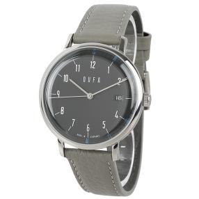 DuFa Herren-Automatikuhr "Breuer", Lederband grau