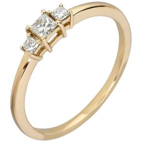 Ring 585 Gelbgold Diamanten Prinzess Schliff